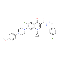 ChemSpider 2D Image | 1-Cyclopropyl-6-fluoro-N'-[(Z)-(4-fluorophenyl)methylene]-7-[4-(4-methoxyphenyl)-1-piperazinyl]-4-oxo-1,4-dihydro-3-quinolinecarbohydrazide | C31H29F2N5O3