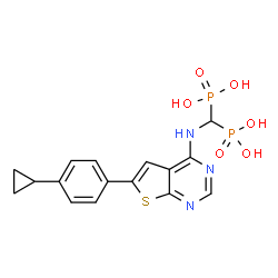 ChemSpider 2D Image | ({[6-(4-Cyclopropylphenyl)thieno[2,3-d]pyrimidin-4-yl]amino}methylene)bis(phosphonic acid) | C16H17N3O6P2S