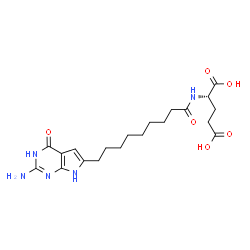 ChemSpider 2D Image | N-[9-(2-Amino-4-oxo-4,7-dihydro-1H-pyrrolo[2,3-d]pyrimidin-6-yl)nonanoyl]-L-glutamic acid | C20H29N5O6