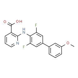 ChemSpider 2D Image | 2-[(3,5-Difluoro-3'-methoxy-4-biphenylyl)amino]nicotinic acid | C19H14F2N2O3