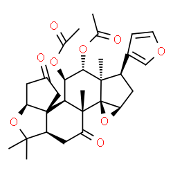 ChemSpider 2D Image | (1aR,3R,3aR,4R,5R,5aR,5bR,8aS,10aR,12aR,12bR)-3-(3-Furyl)-3a,10,10,12a-tetramethyl-7,12-dioxohexadecahydrocyclopenta[b]oxireno[1',5']cyclopenta[1',2':5,6]naphtho[1,2-c]furan-4,5-diyl diacetate | C30H36O9