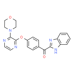ChemSpider 2D Image | 1H-Benzimidazol-2-yl(4-{[3-(4-morpholinyl)-2-pyrazinyl]oxy}phenyl)methanone | C22H19N5O3