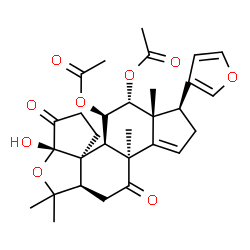 ChemSpider 2D Image | (1R,3bS,5aR,7aS,10aS,10bR,12R,12aR)-1-(3-Furyl)-7a-hydroxy-3b,6,6,12a-tetramethyl-4,8-dioxo-2,3b,4,5,5a,6,7a,8,9,10,10b,11,12,12a-tetradecahydro-1H-cyclopenta[b]cyclopenta[5,6]naphtho[1,2-c]furan-11,1
2-diyl diacetate | C30H36O9