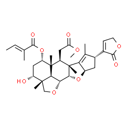 ChemSpider 2D Image | (2aR,3R,5S,6R,6aR,8R,9aR,10aS,10bR,10cR)-3-Hydroxy-6-(2-methoxy-2-oxoethyl)-2a,5a,6a,7-tetramethyl-8-(2-oxo-2,5-dihydro-3-furanyl)-2a,4,5,5a,6,6a,8,9,9a,10a,10b,10c-dodecahydro-2H,3H-cyclopenta[b]furo
[2',3',4':4,5]naphtho[2,3-d]furan-5-yl (2E)-2-methyl-2-butenoate | C32H42O9