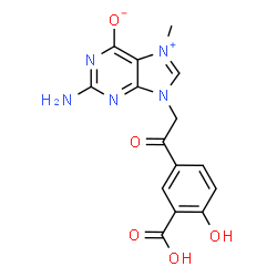 ChemSpider 2D Image | 2-Amino-9-[2-(3-carboxy-4-hydroxyphenyl)-2-oxoethyl]-7-methyl-9H-purin-7-ium-6-olate | C15H13N5O5