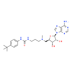 ChemSpider 2D Image | 5'-[(3-{[(4-Tert-Butylphenyl)carbamoyl]amino}propyl)(Methyl)amino]-5'-Deoxyadenosine | C25H36N8O4