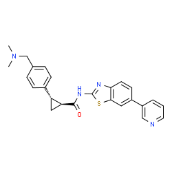 ChemSpider 2D Image | (1S,2S)-2-{4-[(Dimethylamino)methyl]phenyl}-N-[6-(3-pyridinyl)-1,3-benzothiazol-2-yl]cyclopropanecarboxamide | C25H24N4OS
