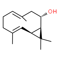 ChemSpider 2D Image | (1R,2S,4E,8E,10S)-4,8,11,11-Tetramethylbicyclo[8.1.0]undeca-4,8-dien-2-ol | C15H24O
