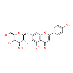 ChemSpider 2D Image | 7-(beta-D-Glucopyranosyloxy)-2-(4-hydroxyphenyl)-4-oxo-4H-chromen-5-olate | C21H19O10
