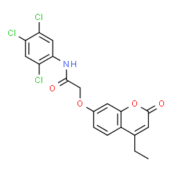 ChemSpider 2D Image | 2-[(4-Ethyl-2-oxo-2H-chromen-7-yl)oxy]-N-(2,4,5-trichlorophenyl)acetamide | C19H14Cl3NO4