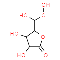 ChemSpider 2D Image | 5-[Hydroperoxy(hydroxy)methyl]-3,4-dihydroxydihydro-2(3H)-furanone | C5H8O7