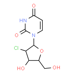ChemSpider 2D Image | 1-(2-Chloro-2-deoxypentofuranosyl)-2,4(1H,3H)-pyrimidinedione | C9H11ClN2O5
