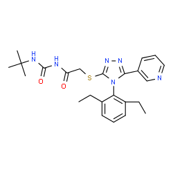 ChemSpider 2D Image | 2-{[4-(2,6-Diethylphenyl)-5-(3-pyridinyl)-4H-1,2,4-triazol-3-yl]sulfanyl}-N-[(2-methyl-2-propanyl)carbamoyl]acetamide | C24H30N6O2S