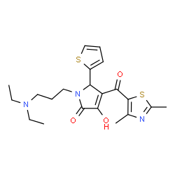 ChemSpider 2D Image | 1-[3-(Diethylamino)propyl]-4-[(2,4-dimethyl-1,3-thiazol-5-yl)carbonyl]-3-hydroxy-5-(2-thienyl)-1,5-dihydro-2H-pyrrol-2-one | C21H27N3O3S2