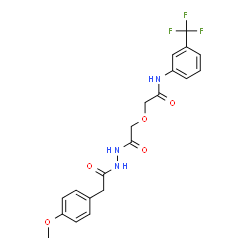 ChemSpider 2D Image | 2-(2-{2-[(4-Methoxyphenyl)acetyl]hydrazino}-2-oxoethoxy)-N-[3-(trifluoromethyl)phenyl]acetamide | C20H20F3N3O5