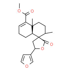 ChemSpider 2D Image | Methyl (8a'S)-5-(3-furyl)-2',4a'-dimethyl-2-oxo-3',4,4',4a',5,7',8',8a'-octahydro-2'H-spiro[furan-3,1'-naphthalene]-5'-carboxylate | C21H26O5