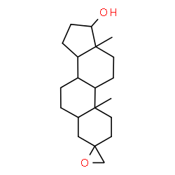 ChemSpider 2D Image | 10,13-Dimethylhexadecahydrospiro[cyclopenta[a]phenanthrene-3,2'-oxiran]-17-ol | C20H32O2