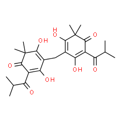 ChemSpider 2D Image | 4,4'-Methylenebis(3,5-dihydroxy-2-isobutyryl-6,6-dimethyl-2,4-cyclohexadien-1-one) | C25H32O8