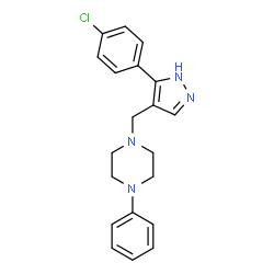ChemSpider 2D Image | 1-{[5-(4-Chlorophenyl)-1H-pyrazol-4-yl]methyl}-4-phenylpiperazine | C20H21ClN4