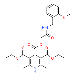 ChemSpider 2D Image | 3,5-Diethyl 4-{2-[(2-methoxybenzyl)amino]-2-oxoethyl} 2,6-dimethyl-1,4-dihydro-3,4,5-pyridinetricarboxylate | C24H30N2O8