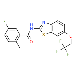 ChemSpider 2D Image | 5-Fluoro-2-methyl-N-[6-(2,2,2-trifluoroethoxy)-1,3-benzothiazol-2-yl]benzamide | C17H12F4N2O2S