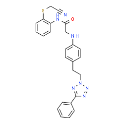 ChemSpider 2D Image | N-{2-[(Cyanomethyl)sulfanyl]phenyl}-N~2~-{4-[2-(5-phenyl-2H-tetrazol-2-yl)ethyl]phenyl}glycinamide | C25H23N7OS