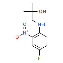 ChemSpider 2D Image | 1-[(4-Fluoro-2-nitrophenyl)amino]-2-methyl-2-propanol | C10H13FN2O3