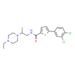 ChemSpider 2D Image | 5-(3,4-Dichlorophenyl)-N-[2-(4-ethyl-1-piperazinyl)propyl]-2-thiophenecarboxamide | C20H25Cl2N3OS
