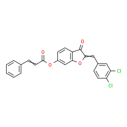 ChemSpider 2D Image | 2-(3,4-Dichlorobenzylidene)-3-oxo-2,3-dihydro-1-benzofuran-6-yl 3-phenylacrylate | C24H14Cl2O4