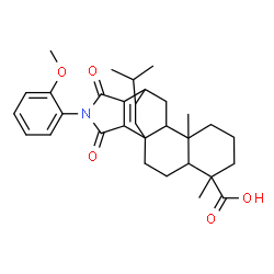 ChemSpider 2D Image | 19-Isopropyl-15-(2-methoxyphenyl)-5,9-dimethyl-14,16-dioxo-15-azapentacyclo[10.5.2.0~1,10~.0~4,9~.0~13,17~]nonadec-18-ene-5-carboxylic acid | C31H39NO5