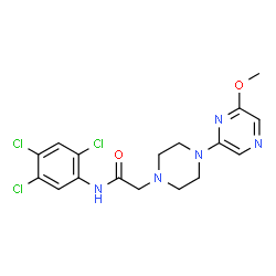 ChemSpider 2D Image | 2-[4-(6-Methoxy-2-pyrazinyl)-1-piperazinyl]-N-(2,4,5-trichlorophenyl)acetamide | C17H18Cl3N5O2