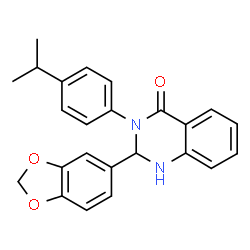 ChemSpider 2D Image | 2-(1,3-Benzodioxol-5-yl)-3-(4-isopropylphenyl)-2,3-dihydro-4(1H)-quinazolinone | C24H22N2O3
