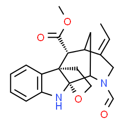 ChemSpider 2D Image | Methyl (1R,9R,13E,15R)-13-ethylidene-11-formyl-18-oxa-8,11-diazapentacyclo[7.6.3.1~10,14~.0~1,9~.0~2,7~]nonadeca-2,4,6-triene-15-carboxylate | C21H24N2O4