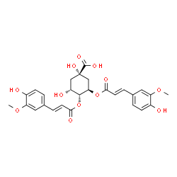 ChemSpider 2D Image | (1S,3R,4R,5R)-1,3-Dihydroxy-4,5-bis{[(2E)-3-(4-hydroxy-3-methoxyphenyl)-2-propenoyl]oxy}cyclohexanecarboxylic acid | C27H28O12