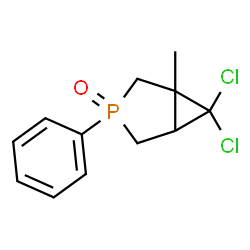 ChemSpider 2D Image | 6,6-Dichloro-1-methyl-3-phenyl-3-phosphabicyclo[3.1.0]hexane 3-oxide | C12H13Cl2OP