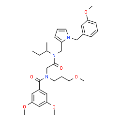 ChemSpider 2D Image | N-[2-(sec-Butyl{[1-(3-methoxybenzyl)-1H-pyrrol-2-yl]methyl}amino)-2-oxoethyl]-3,5-dimethoxy-N-(3-methoxypropyl)benzamide | C32H43N3O6
