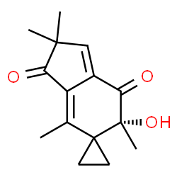 ChemSpider 2D Image | (6'R)-6'-Hydroxy-2',2',4',6'-tetramethylspiro[cyclopropane-1,5'-indene]-3',7'(2'H,6'H)-dione | C15H18O3