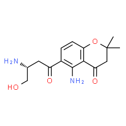 ChemSpider 2D Image | 5-Amino-6-[(3R)-3-amino-4-hydroxybutanoyl]-2,2-dimethyl-2,3-dihydro-4H-chromen-4-one | C15H20N2O4