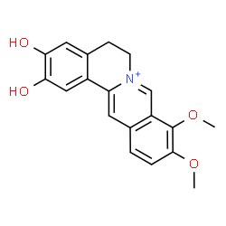 ChemSpider 2D Image | 2,3-Dihydroxy-9,10-dimethoxy-5,6-dihydroisoquinolino[3,2-a]isoquinolinium | C19H18NO4