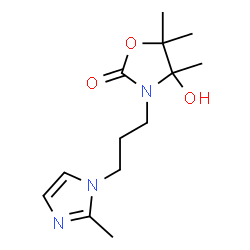 ChemSpider 2D Image | 4-Hydroxy-4,5,5-trimethyl-3-[3-(2-methyl-1H-imidazol-1-yl)propyl]-1,3-oxazolidin-2-one | C13H21N3O3
