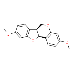 ChemSpider 2D Image | 6H-Benzofuro(3,2-c)(1)benzopyran, 6a,11a-dihydro-3,9-dimethoxy-, cis- | C17H16O4