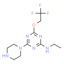 ChemSpider 2D Image | N-Ethyl-4-(1-piperazinyl)-6-(2,2,2-trifluoroethoxy)-1,3,5-triazin-2-amine | C11H17F3N6O