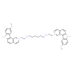 ChemSpider 2D Image | 2,2'-[1,6-Hexanediylbis(ammonio-2,1-ethanediyl)]bis(10-methoxy-7H-pyrido[4,3-c]carbazol-2-ium) | C42H48N6O2