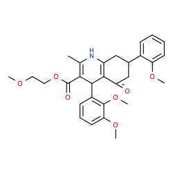 ChemSpider 2D Image | 2-Methoxyethyl 4-(2,3-dimethoxyphenyl)-7-(2-methoxyphenyl)-2-methyl-5-oxo-1,4,5,6,7,8-hexahydro-3-quinolinecarboxylate | C29H33NO7