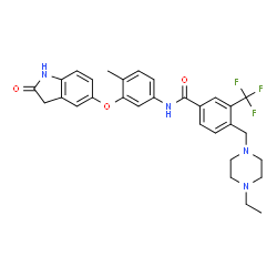 ChemSpider 2D Image | 4-[(4-ethylpiperazin-1-yl)methyl]-N-{4-methyl-3-[(2-oxo-1,3-dihydroindol-5-yl)oxy]phenyl}-3-(trifluoromethyl)benzamide | C30H31F3N4O3