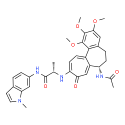 ChemSpider 2D Image | N~2~-[(7S)-7-Acetamido-1,2,3-trimethoxy-9-oxo-5,6,7,9-tetrahydrobenzo[a]heptalen-10-yl]-N-(1-methyl-1H-indol-6-yl)-L-alaninamide | C33H36N4O6