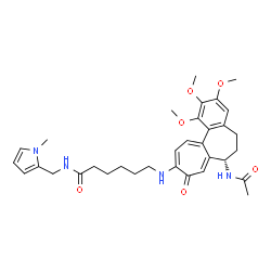 ChemSpider 2D Image | 6-{[(7S)-7-Acetamido-1,2,3-trimethoxy-9-oxo-5,6,7,9-tetrahydrobenzo[a]heptalen-10-yl]amino}-N-[(1-methyl-1H-pyrrol-2-yl)methyl]hexanamide | C33H42N4O6
