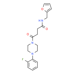 ChemSpider 2D Image | 4-[4-(2-Fluorophenyl)-1-piperazinyl]-N-(2-furylmethyl)-4-oxobutanamide | C19H22FN3O3