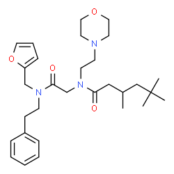 ChemSpider 2D Image | N-{2-[(2-Furylmethyl)(2-phenylethyl)amino]-2-oxoethyl}-3,5,5-trimethyl-N-[2-(4-morpholinyl)ethyl]hexanamide | C30H45N3O4