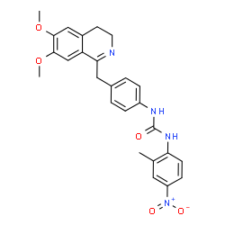 ChemSpider 2D Image | 1-{4-[(6,7-Dimethoxy-3,4-dihydro-1-isoquinolinyl)methyl]phenyl}-3-(2-methyl-4-nitrophenyl)urea | C26H26N4O5